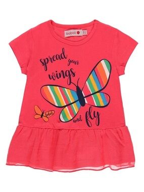boboli Coral Butterfly Graphic Dress